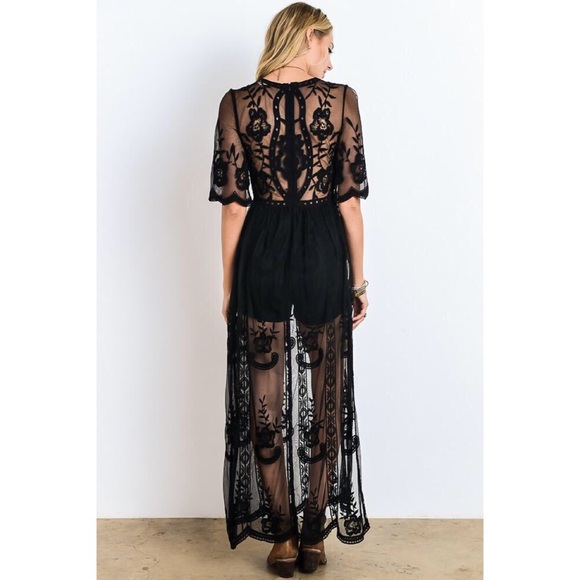 Last one sale!! Black romper w/ maxi lace overlay - Picture 4 of 5